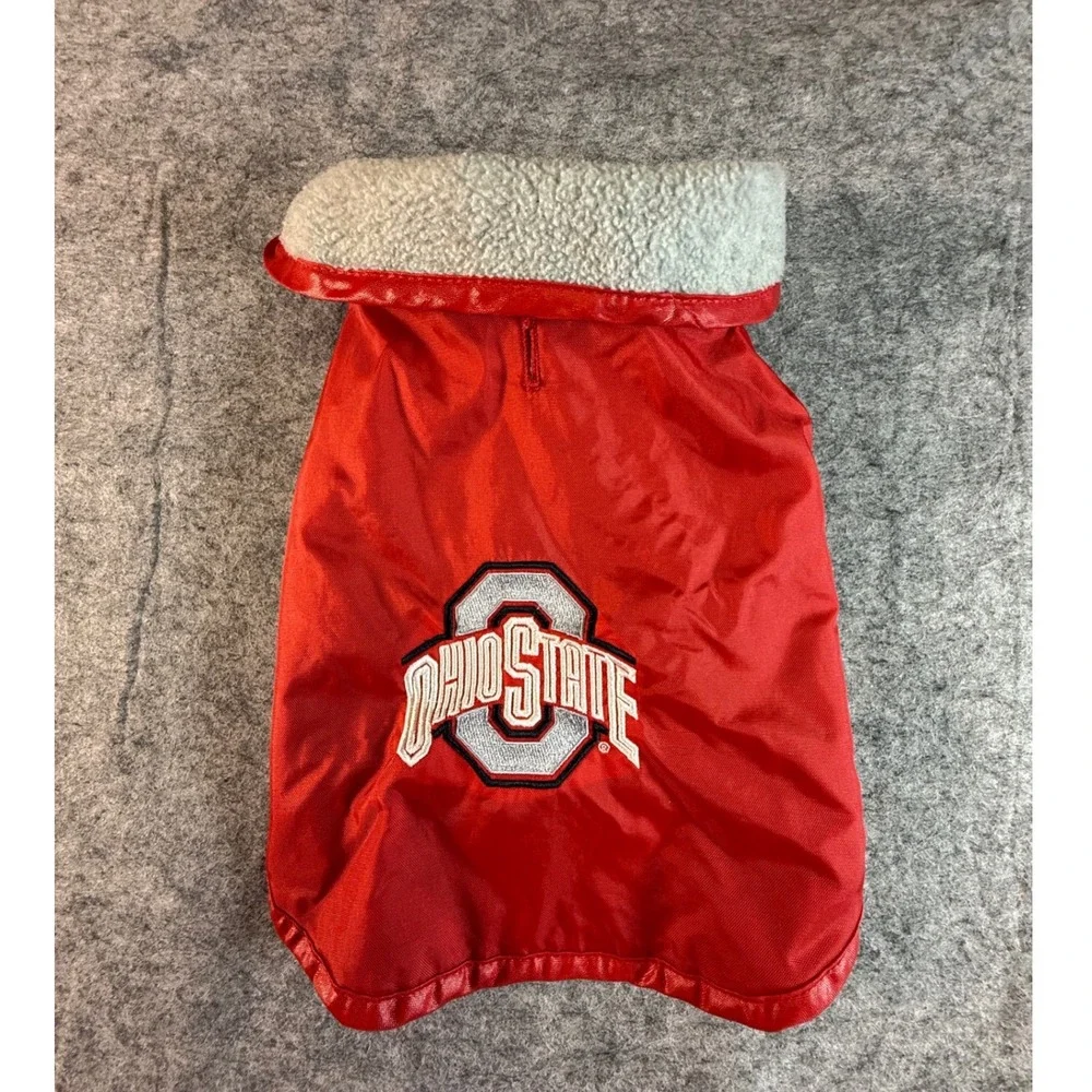 Ohio State Buckeyes Dog‎ Jacket Red Sherpa Lined Pet Vest XX-Small Made in USA